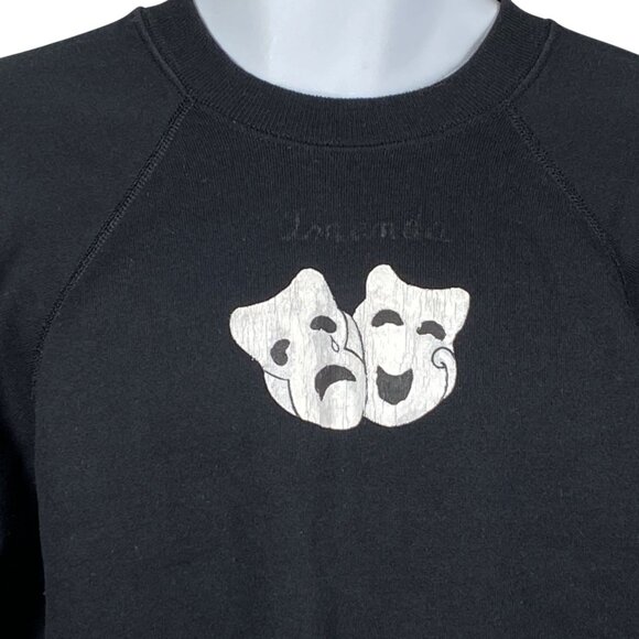 Vintage Comedy Tragedy Theater Masks Sweatshirt Mens XL Hanes Made in USA - Picture 2 of 5